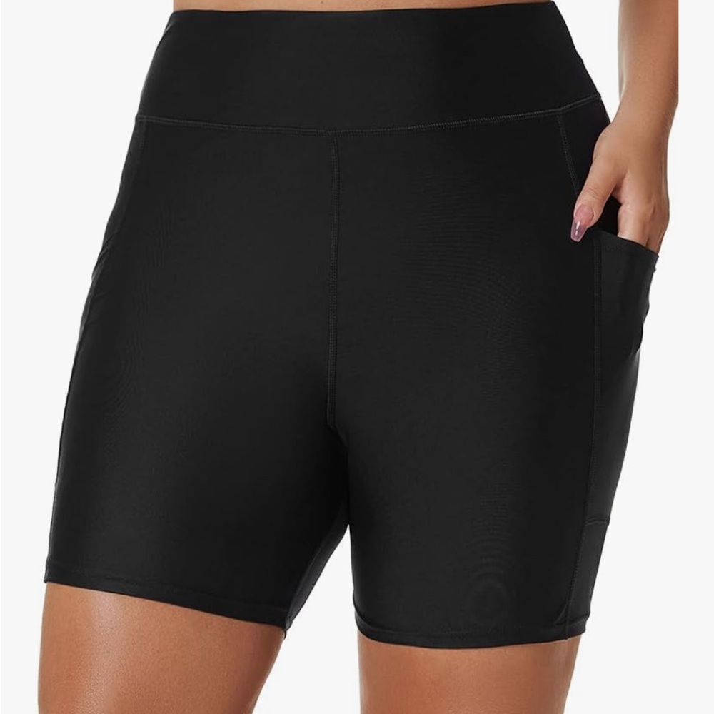 4X, 6” Black Swim Short with Built-in Swim Brief and Side Pockets